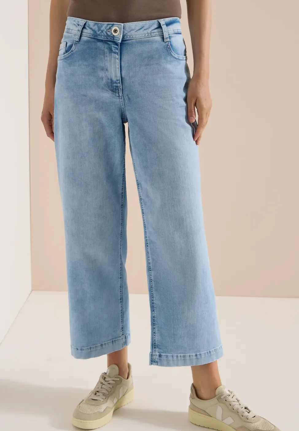 Jean 7/8 taille haute, coupe loose