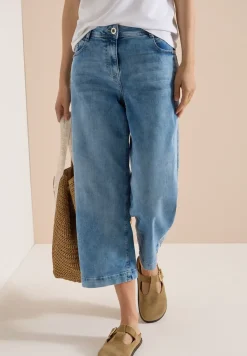 Jean 3/4 taille haute à jambes larges, coupe loose