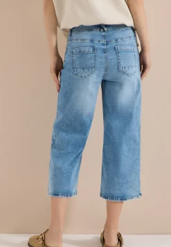 Jean 3/4 taille haute à jambes larges, coupe Slim Leg