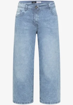 Jean taille haute à larges jambes et rayures
