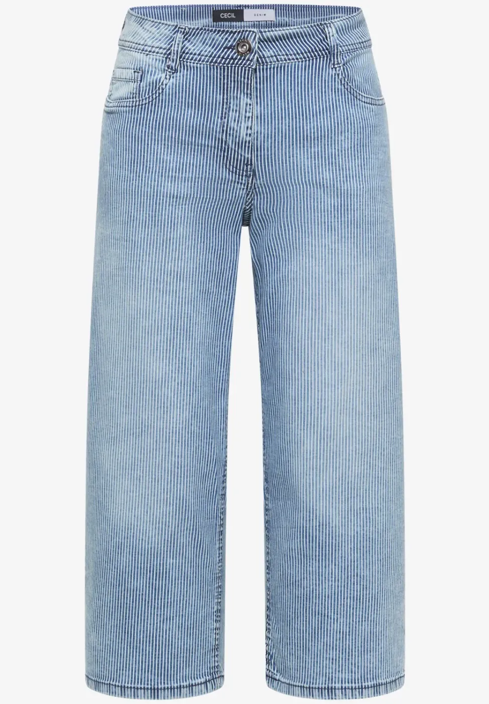 Jean taille haute à larges jambes et rayures