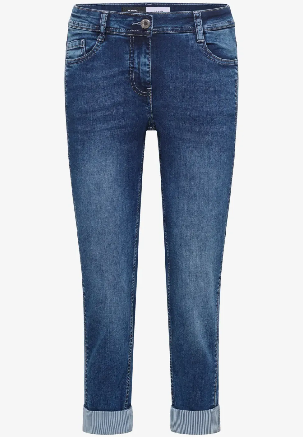 Jean taille mi-haute à coupe droite au style décontracté