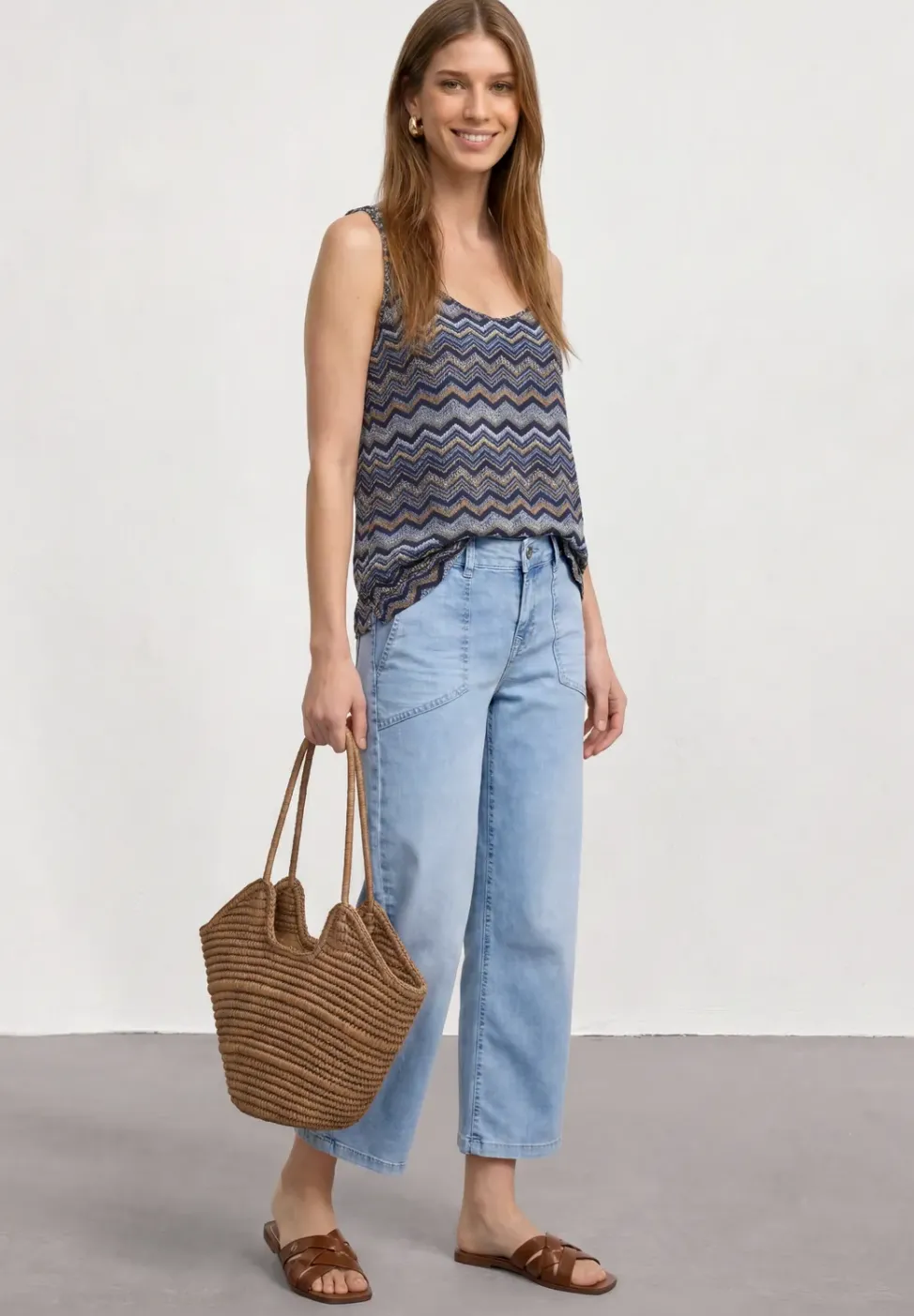 Jean taille moyenne Culotte en coupe loose
