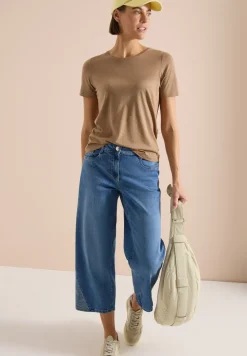 Jean wide leg taille haute à détails brodés
