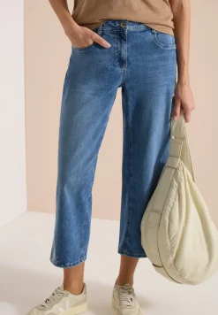 Jean wide leg taille haute à détails brodés