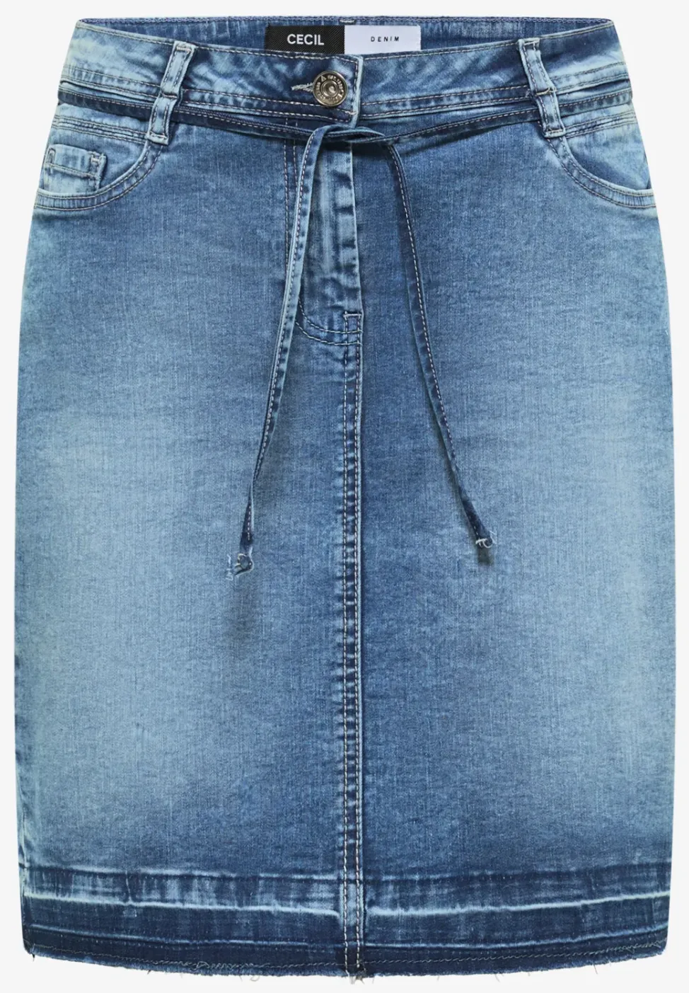 Jupe en jean longueur genou avec détail de ceinture