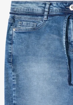 Jupe en jean longueur genou avec détail de ceinture
