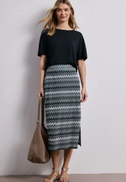 Jupe midi avec motif en zigzag
