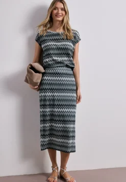 Jupe midi avec motif en zigzag