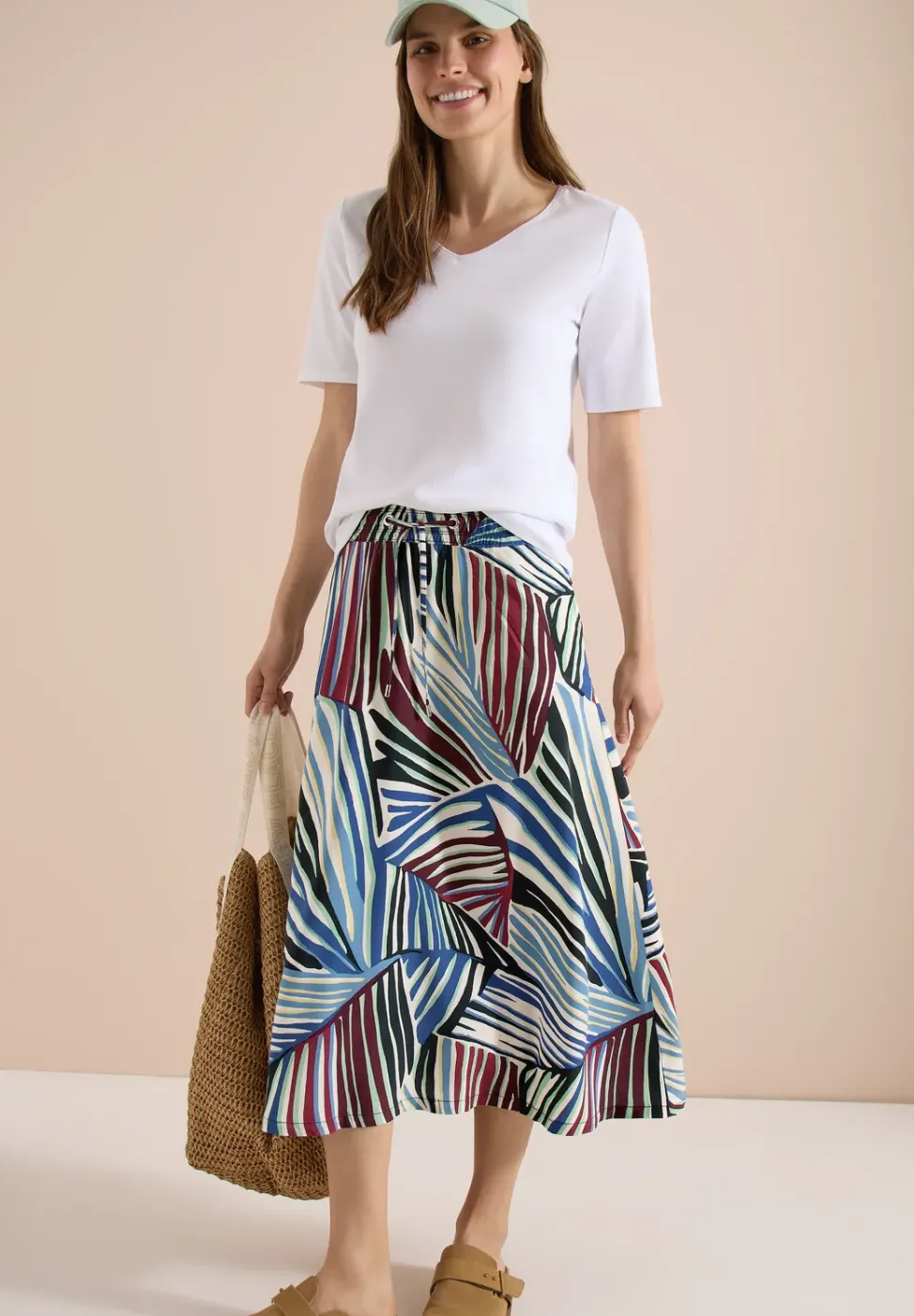 Jupe midi avec motif graphique