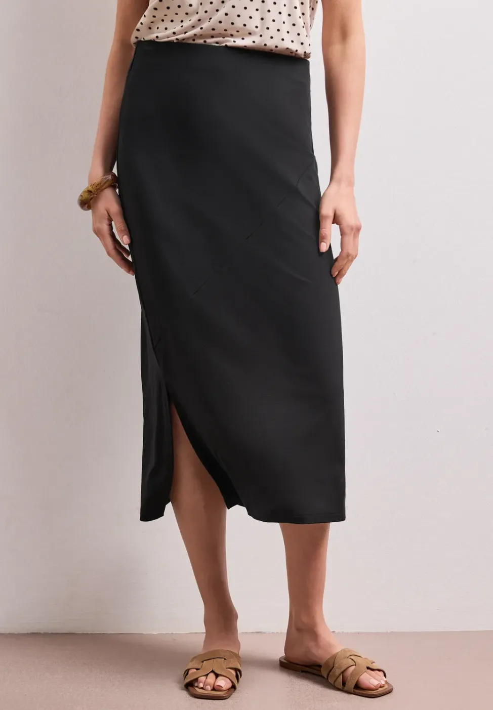 Jupe midi en jersey uni