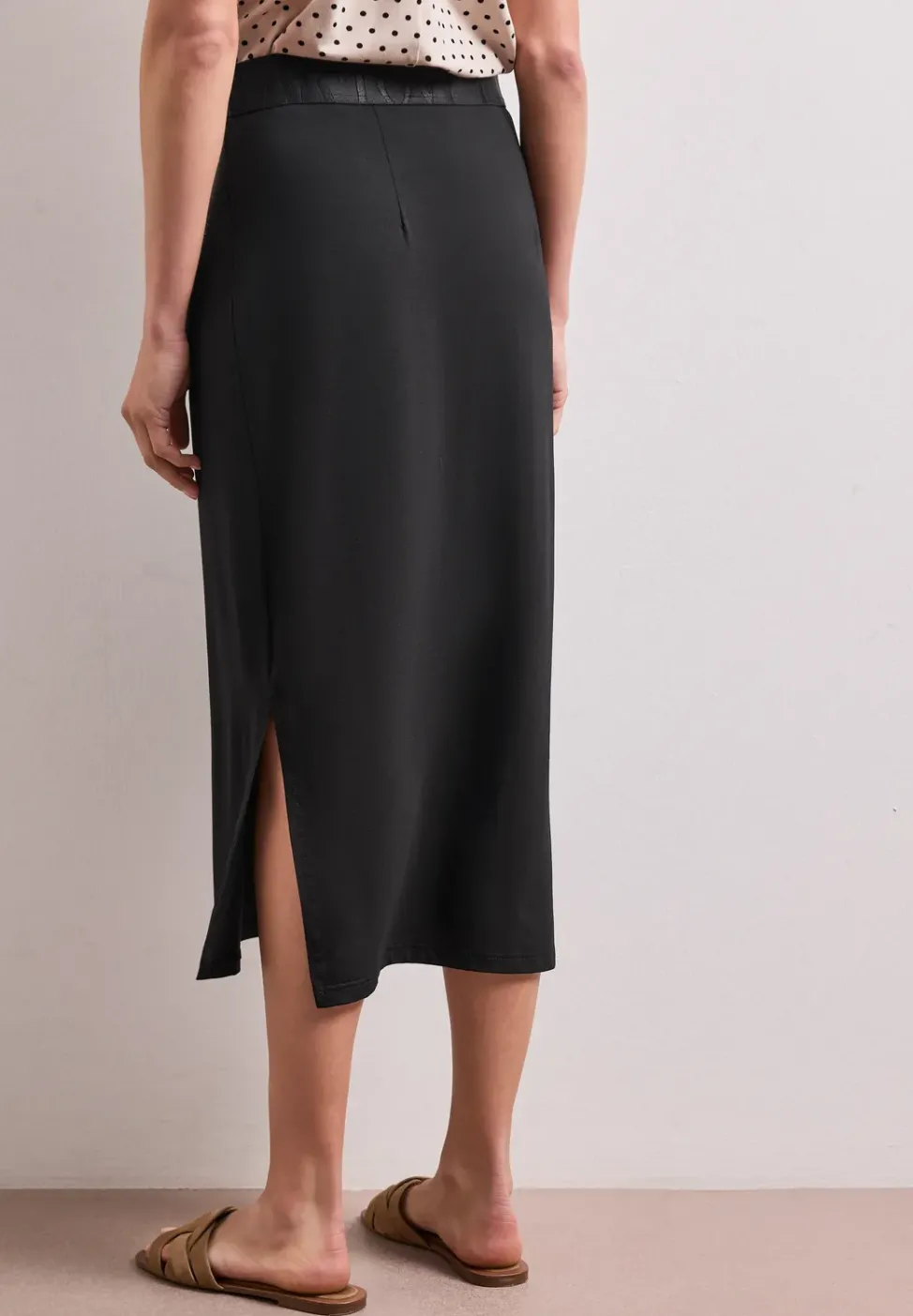 Jupe midi en jersey uni