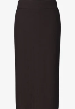 Jupe midi en structure côtelée avec taille élastique
