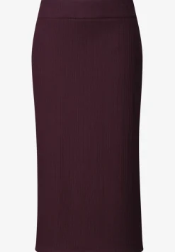 Jupe midi en structure côtelée avec taille élastique