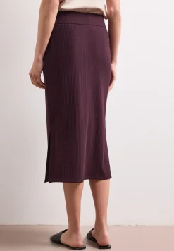 Jupe midi en structure côtelée avec taille élastique