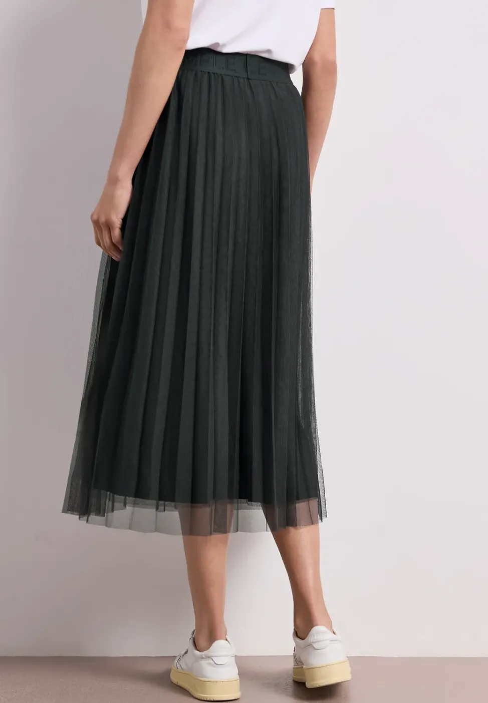 Jupe midi plissée en tulle structuré