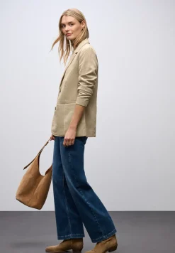 Long blazer en velours côtelé