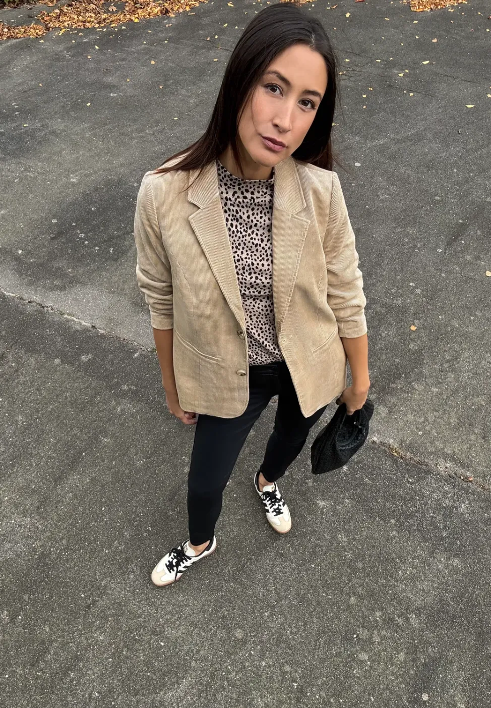 Long blazer en velours côtelé