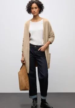 Long cardigan en fil de plumes