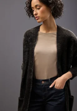 Long cardigan en fil de plumes