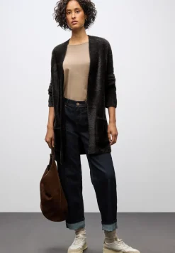 Long cardigan en fil de plumes