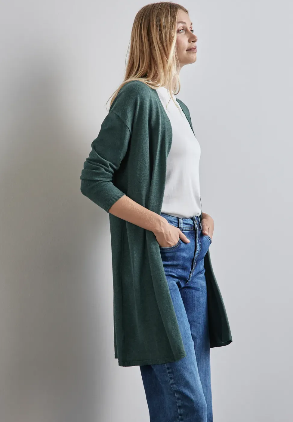 Long cardigan en maille fine