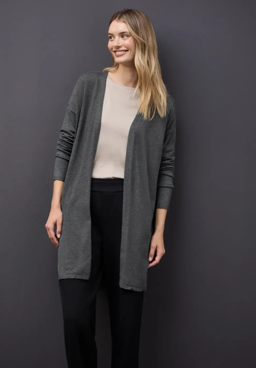 Long cardigan en maille fine