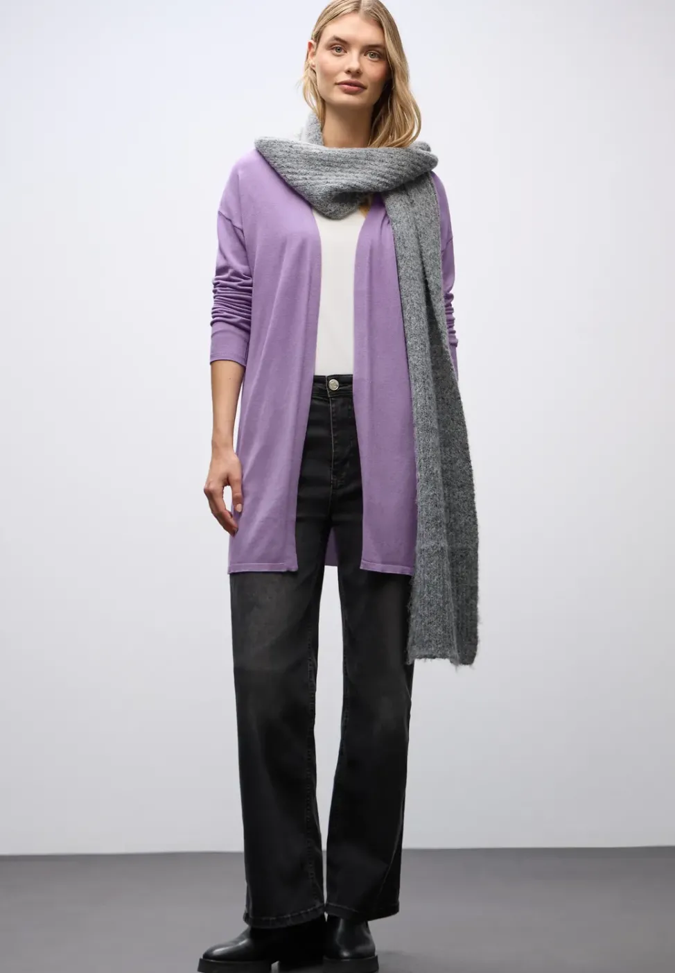 Long cardigan en maille fine
