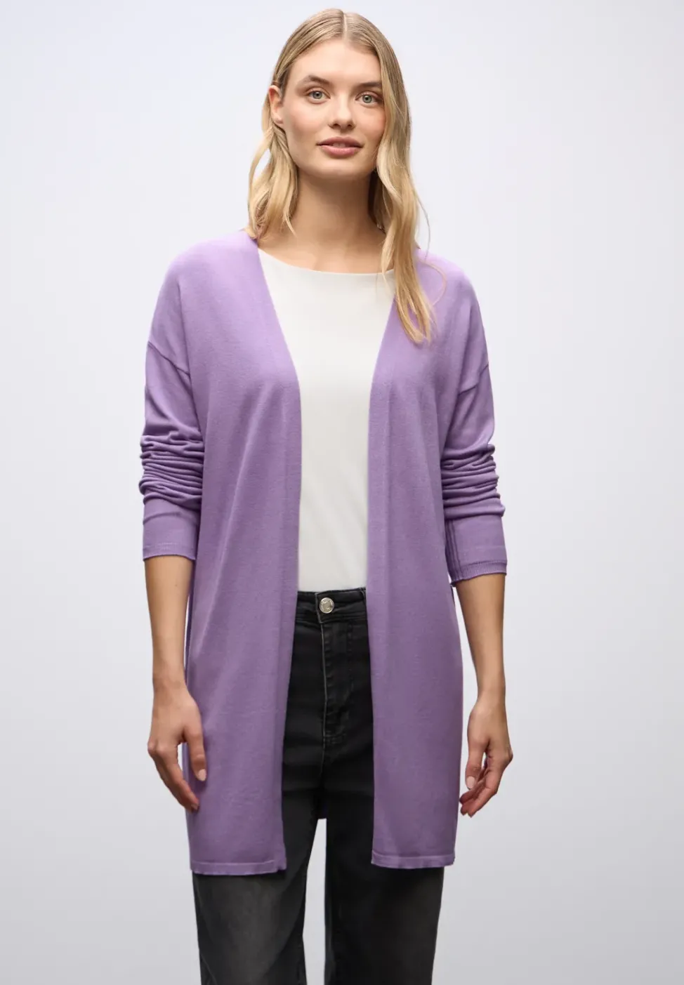 Long cardigan en maille fine