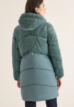 Manteau bouffant avec mélange de velours côtelé