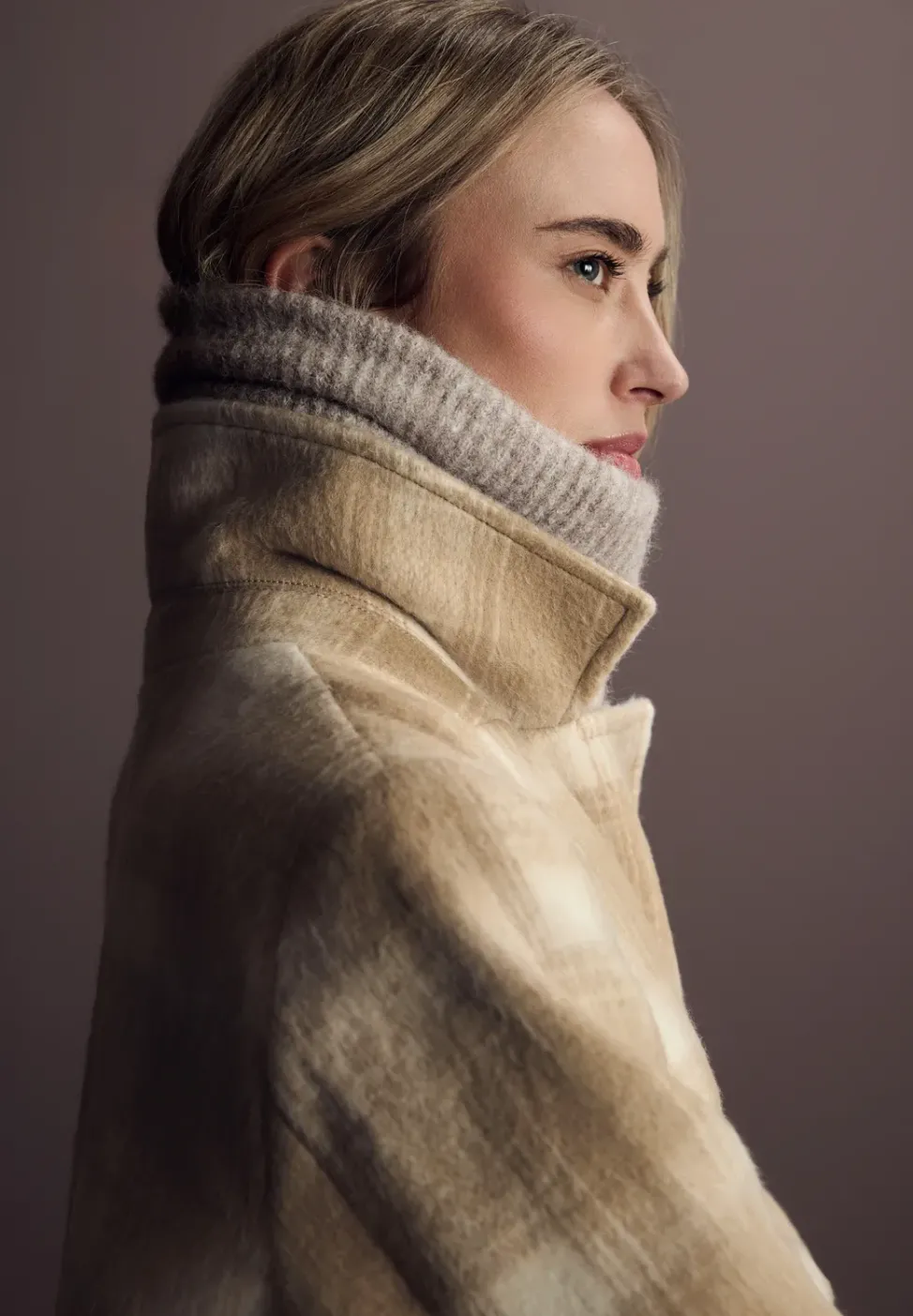 Manteau à carreaux à revers