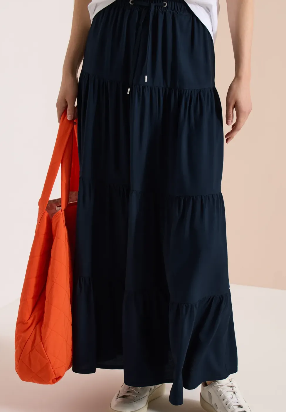 Maxi-jupe avec volants et élastique à la taille