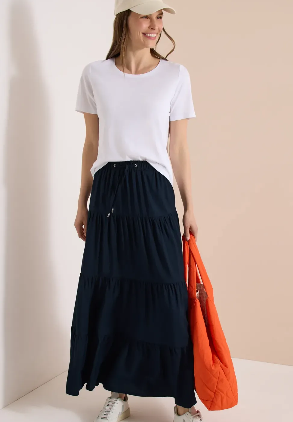 Maxi-jupe avec volants et élastique à la taille