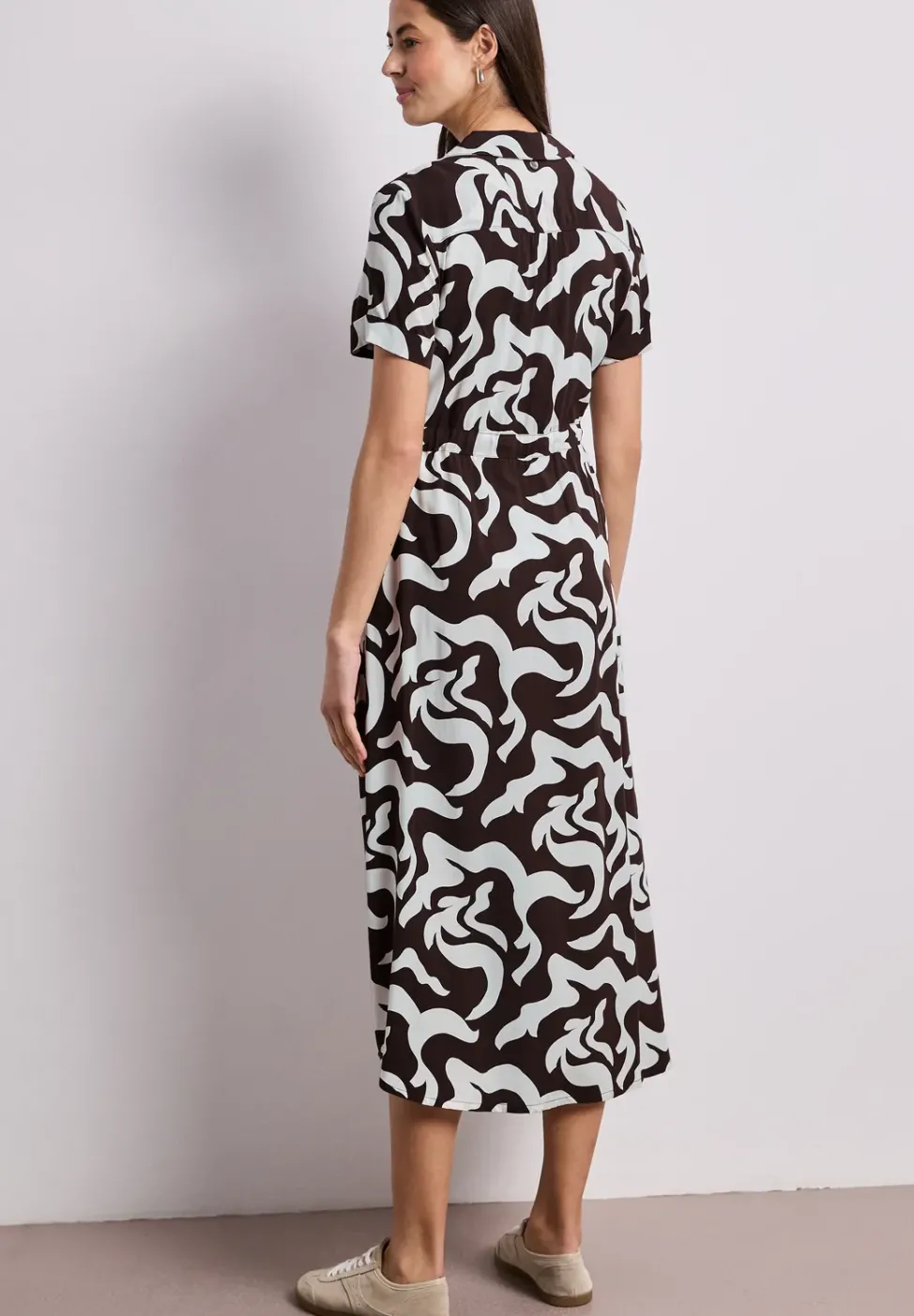 Maxi-robe à col chemise et imprimé