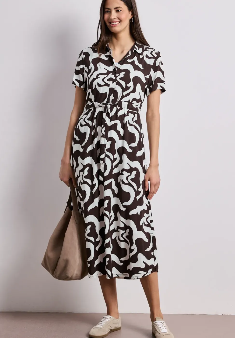Maxi-robe à col chemise et imprimé
