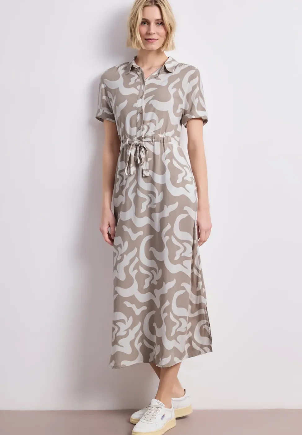 Maxi-robe à col chemise et imprimé
