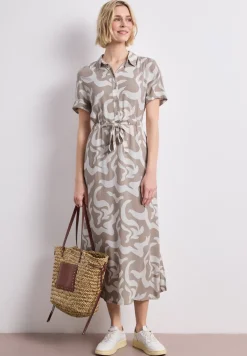 Maxi-robe à col chemise et imprimé