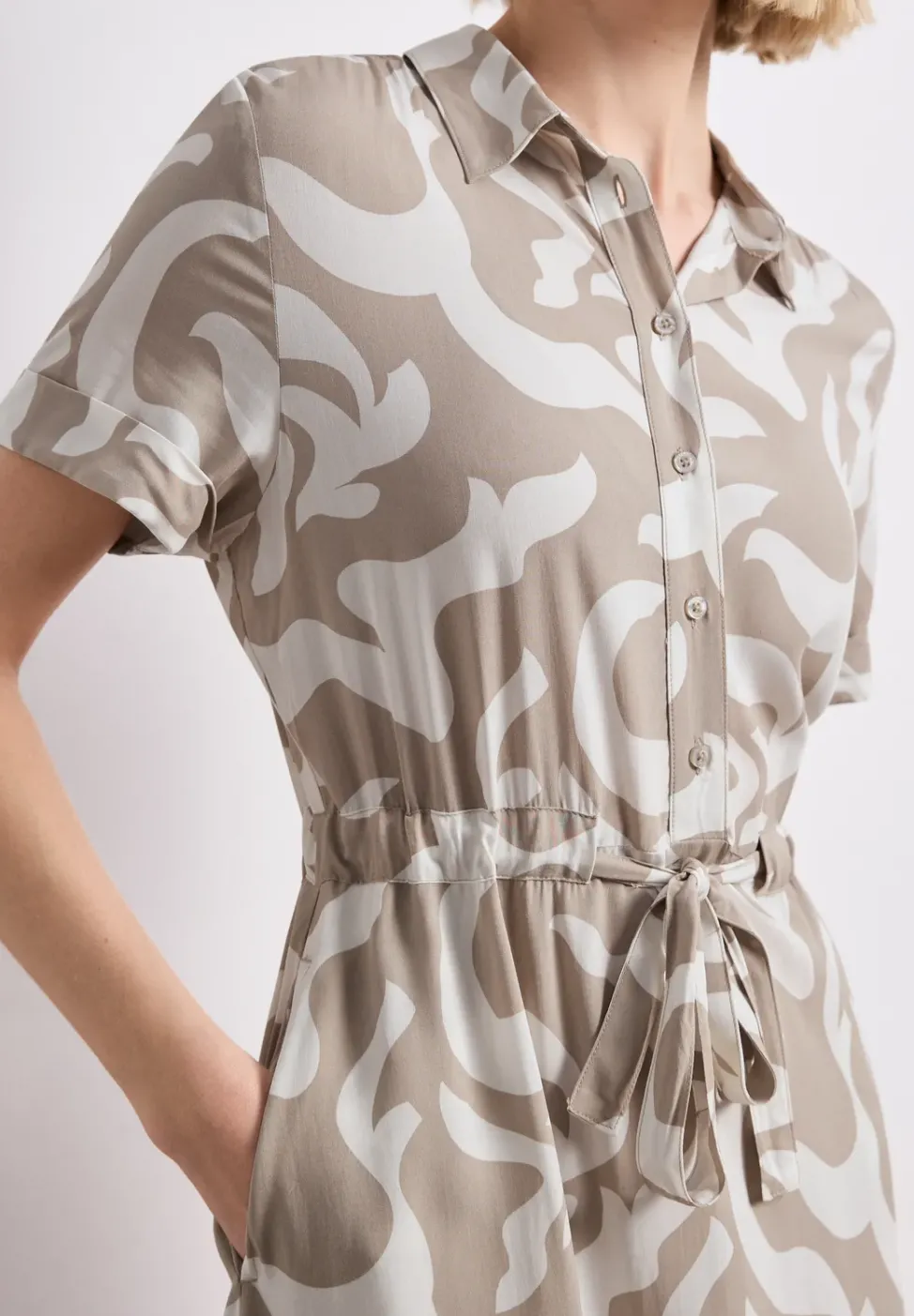 Maxi-robe à col chemise et imprimé