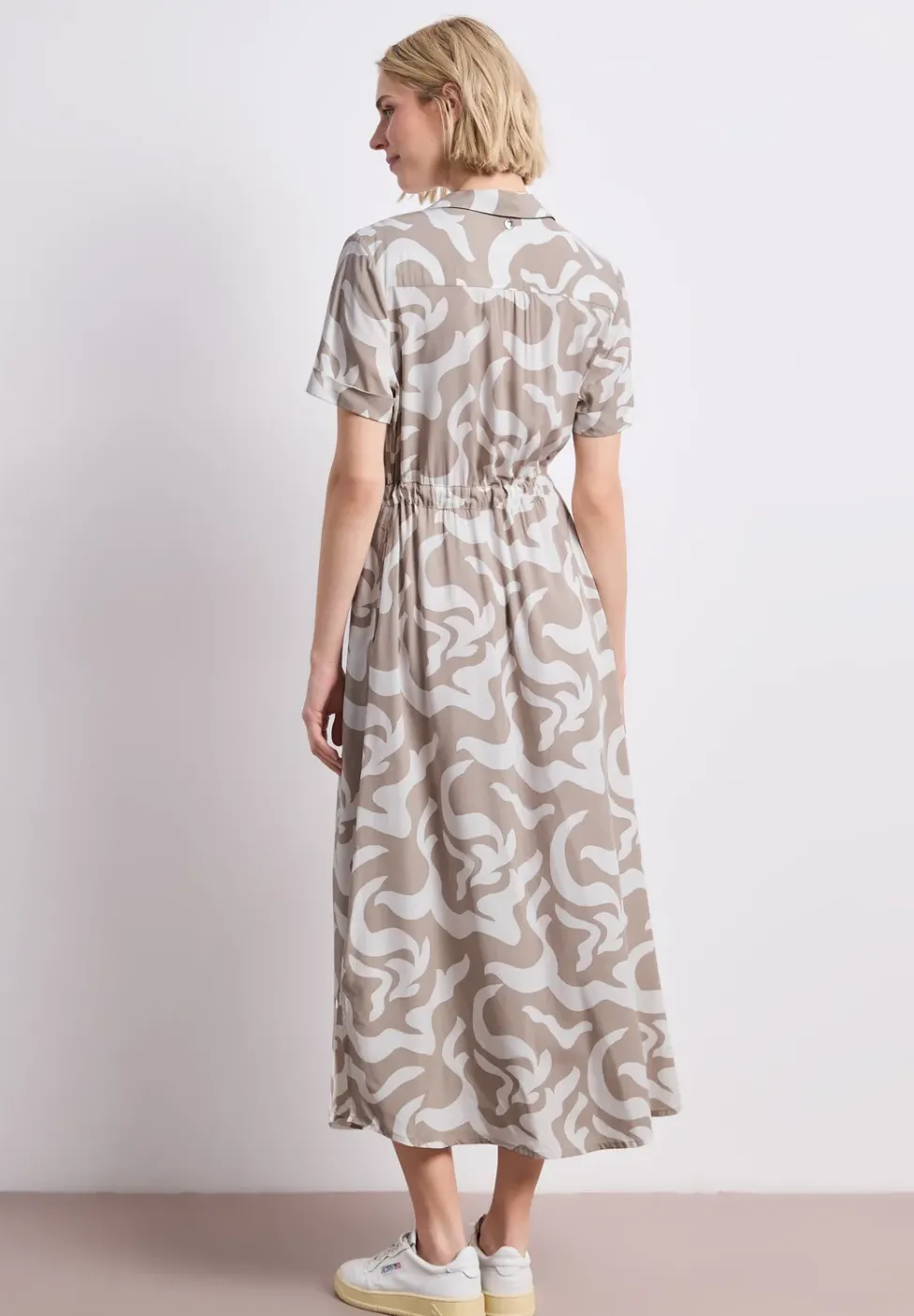 Maxi-robe à col chemise et imprimé
