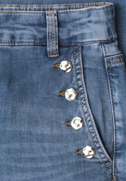 Mid Waist Jeansculotte avec détails de boutons