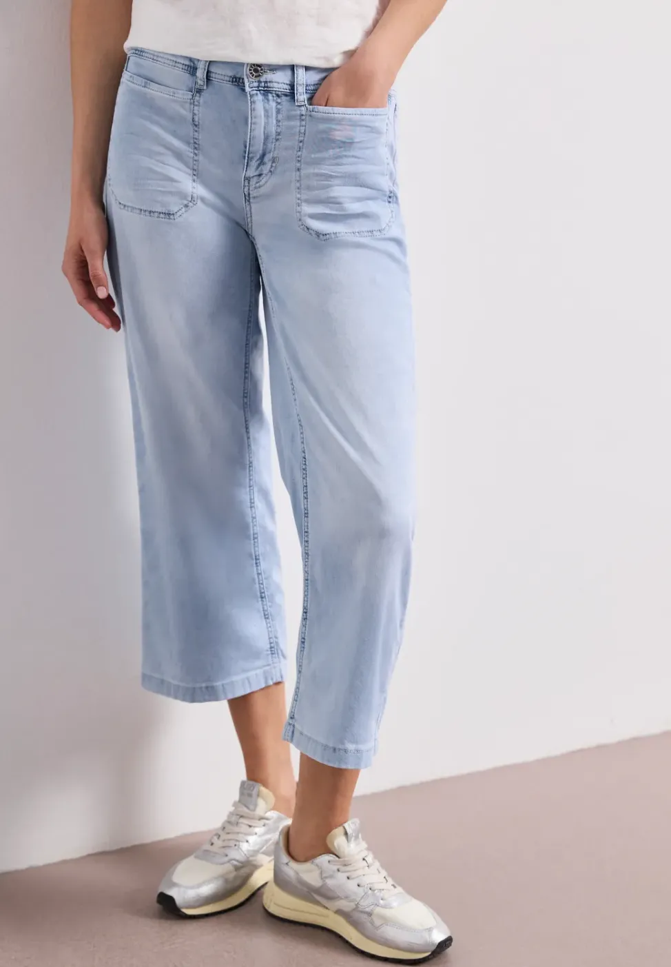 Mid Waist Jeansculotte en Loose Fit