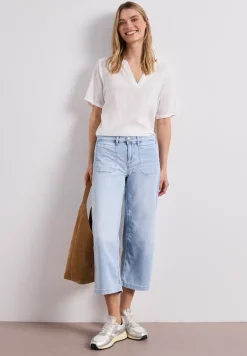 Mid Waist Jeansculotte en Loose Fit