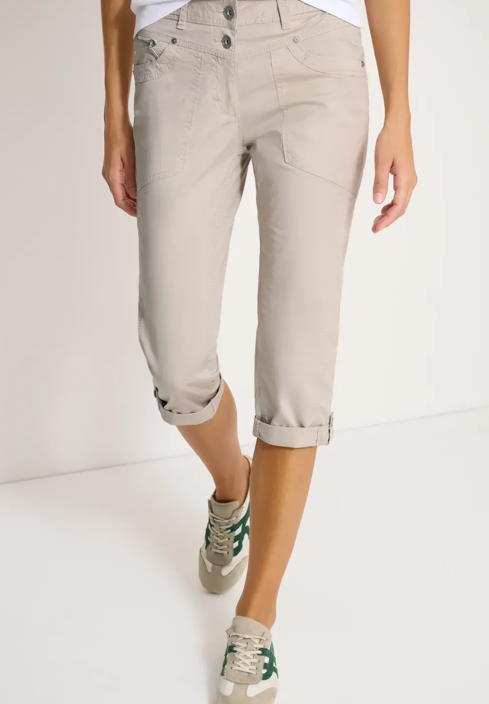 Mid Waist Slim Leg pantalon avec turn-up