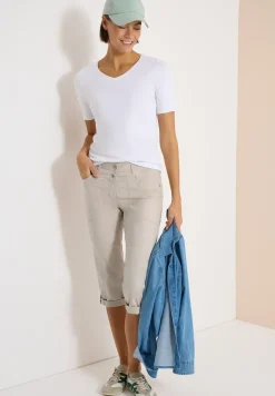 Mid Waist Slim Leg pantalon avec turn-up