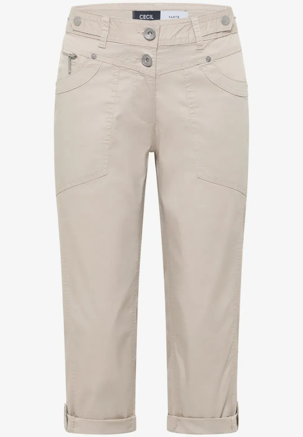Mid Waist Slim Leg pantalon avec turn-up