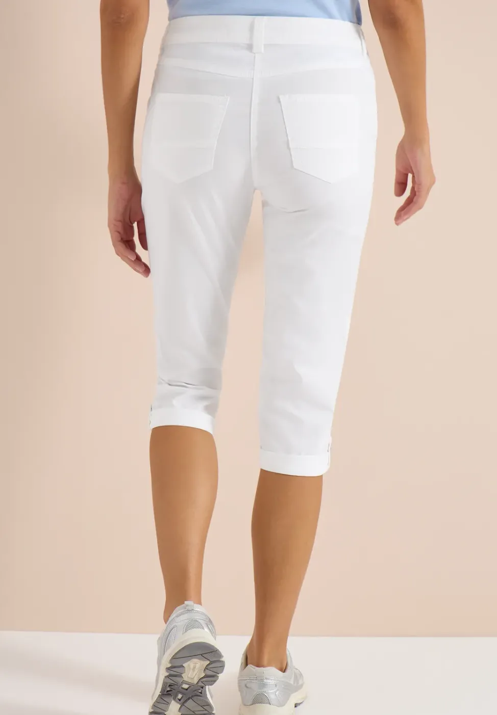 Mid Waist Slim Leg pantalon avec turn-up