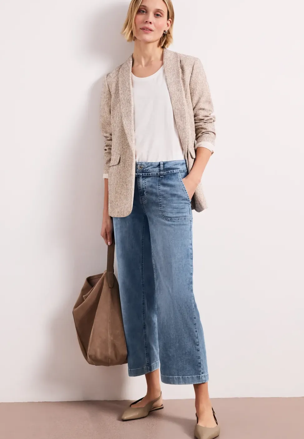 Mid Waist Wide Leg Jeans en Loose Fit