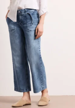 Mid Waist Wide Leg Jeans à rayures