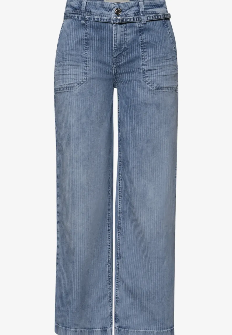 Mid Waist Wide Leg Jeans à rayures