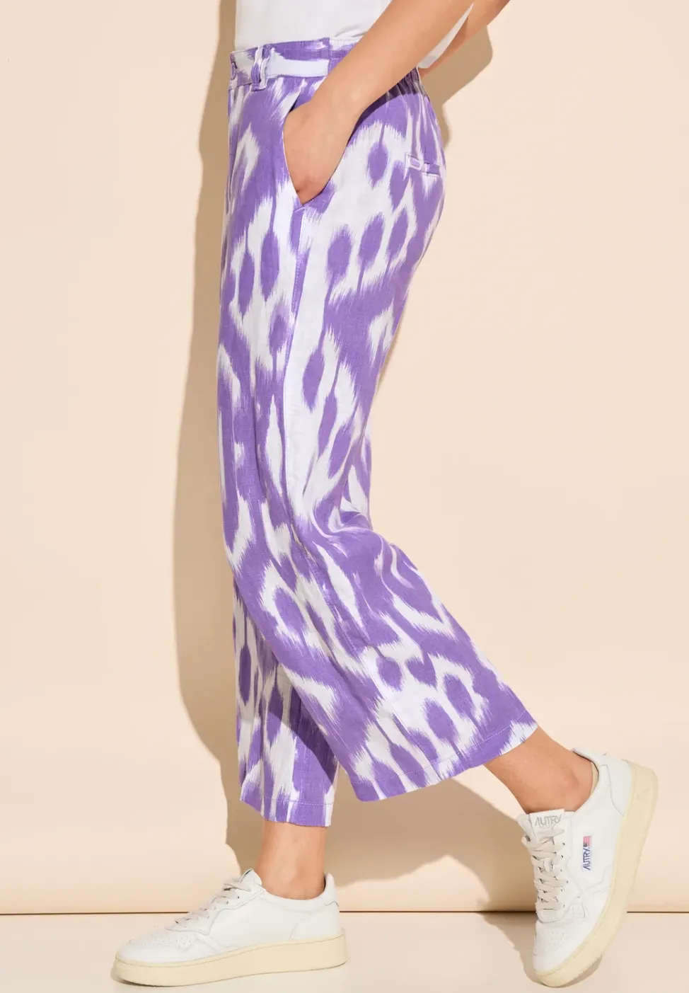 Pantalon en lin 7/8 à imprimé